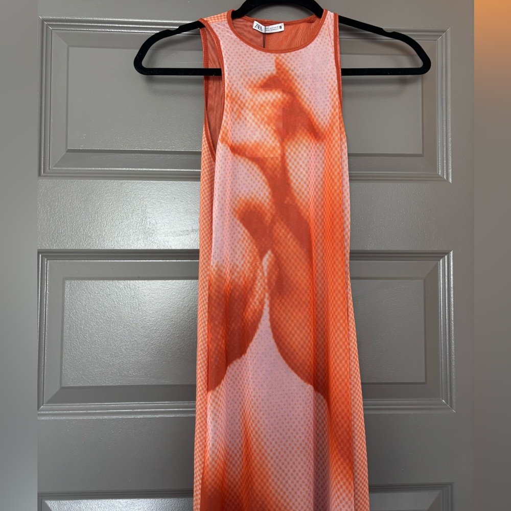 Zara Orange Patterned Maxi Dress